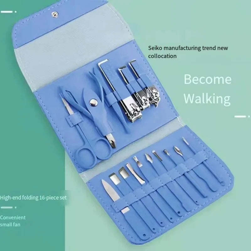 Manicure Set Professional Nail Clipper Kit – 16 Pieces Stainless Steel Pedicure Kit Nail Care Tools Grooming Kit