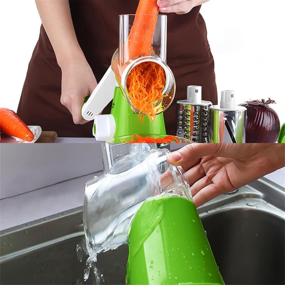 3 in 1 Vegetable Mandoline Slicer Swift Rotary Drum Grater